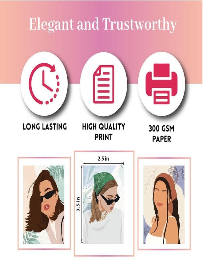 D2C Card Stock 300 GSM Thick Jewelry Display Tag Cards � Elegant Packaging for Earrings, Necklaces, & Accessories | Long-Lasting, Women Illustration Print 021 | Pack of 210 - Image 2